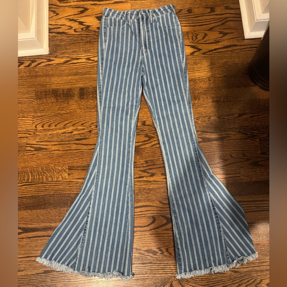 Mumu Blue Striped Flare Jean